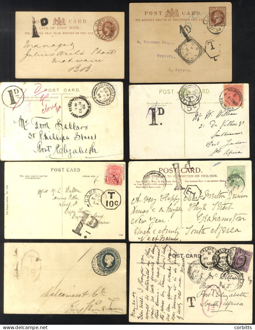 TAX HAND STAMPS 1895-1909 ½d Stationery Envelopes, Stationery Cards (2) & PPC's (5) Incl. Mail From Ceylon, NSW & Victor - Autres & Non Classés