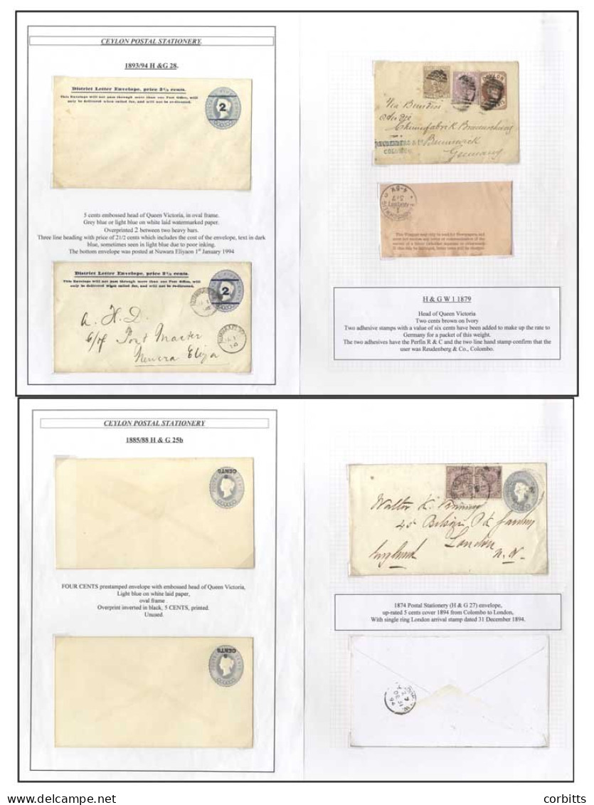 QV & KEVII Postal Stationery Collection, Written Up On Display Leaves, Incl. Envelopes, Surcharges With 5c On 4c Ovpt In - Sonstige & Ohne Zuordnung