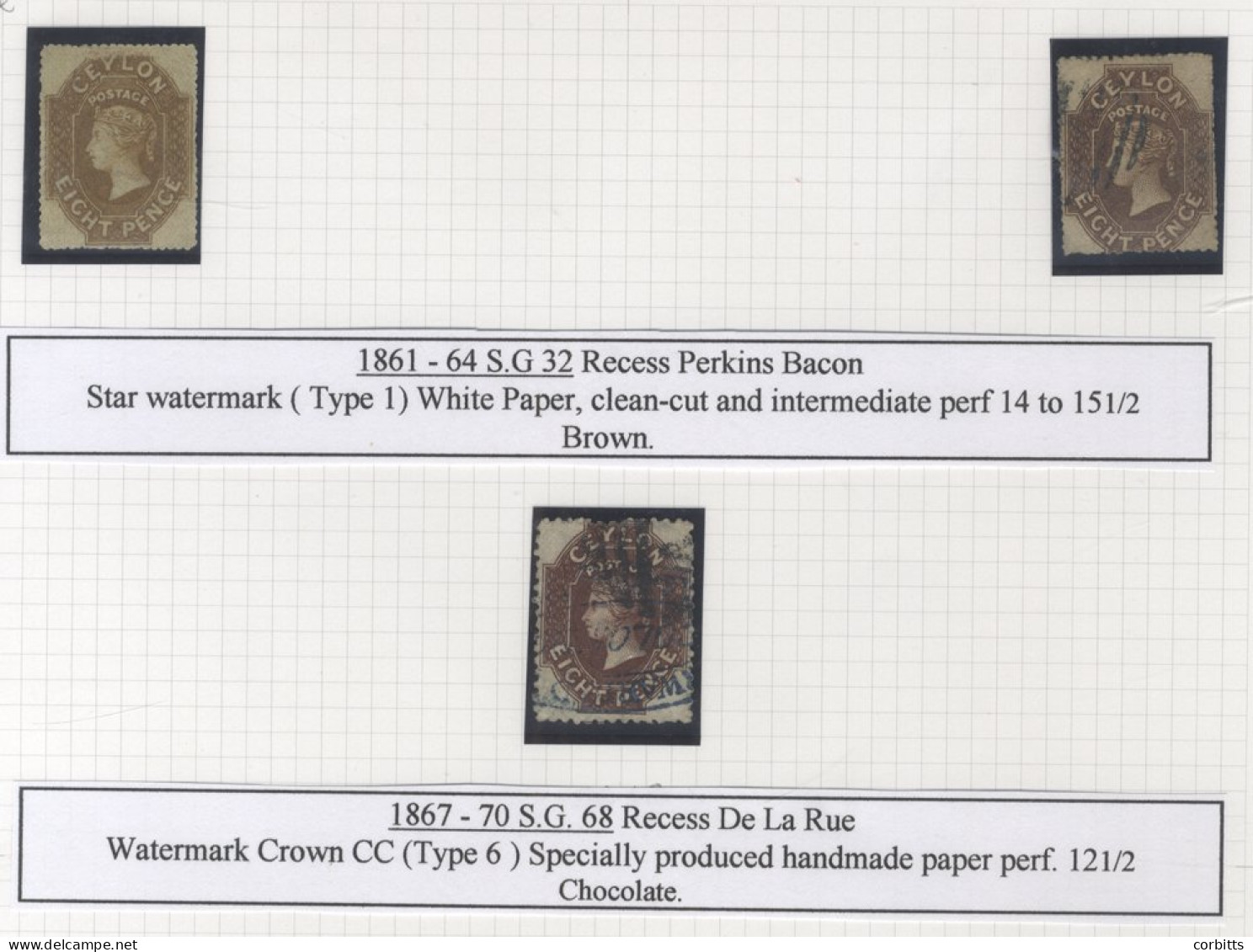 1857-70 Perkins Bacon Imperf & Perf Collection, On Written Up Display Leaves, Comprising Imperf 1d (9), 2d (10), 5d, 6d  - Sonstige & Ohne Zuordnung