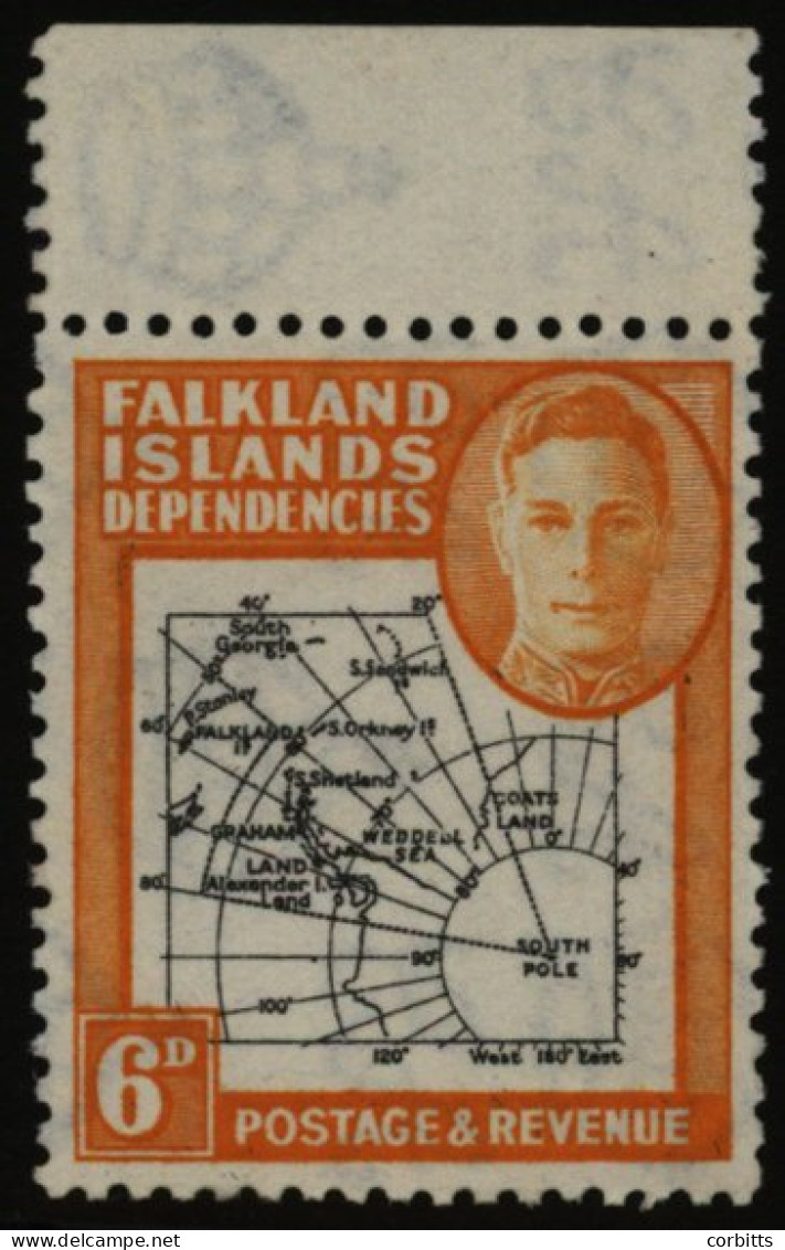 1946 Thick Map 6d, Marginal UM Incl. 'missing I' Variety. (1) SG.G6b, Cat. £250 - Other & Unclassified