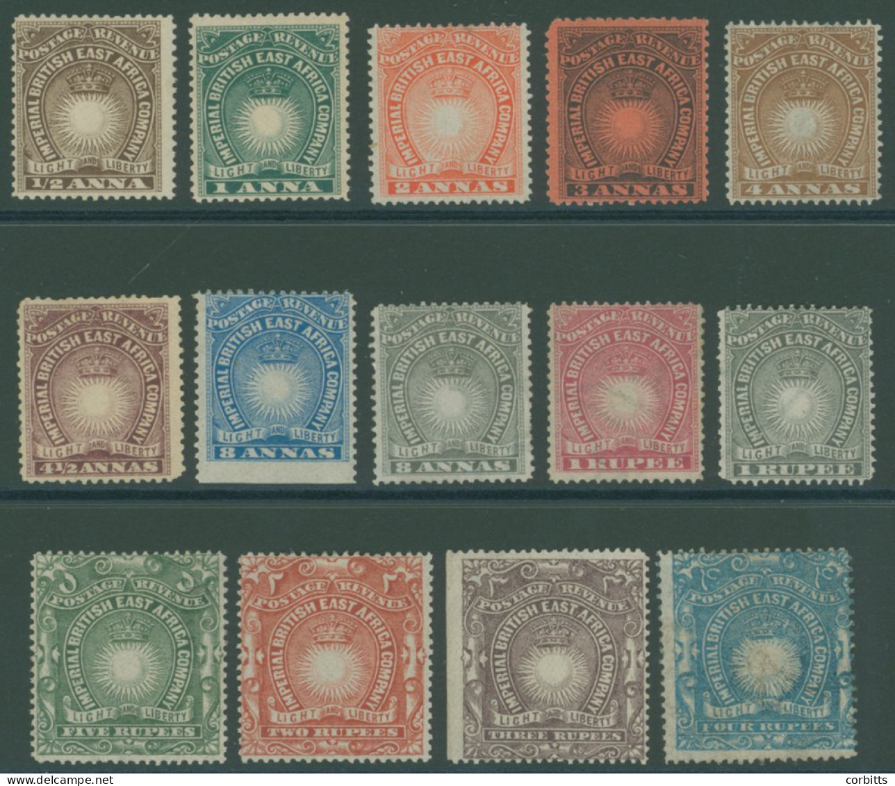 B.E.A 1890-95 ½a To 5r Set (excl. 2½a Black & Yellow), Part O.g. Some Vals With Toning, SG.14/19, Cat. £550 (14) - Other & Unclassified