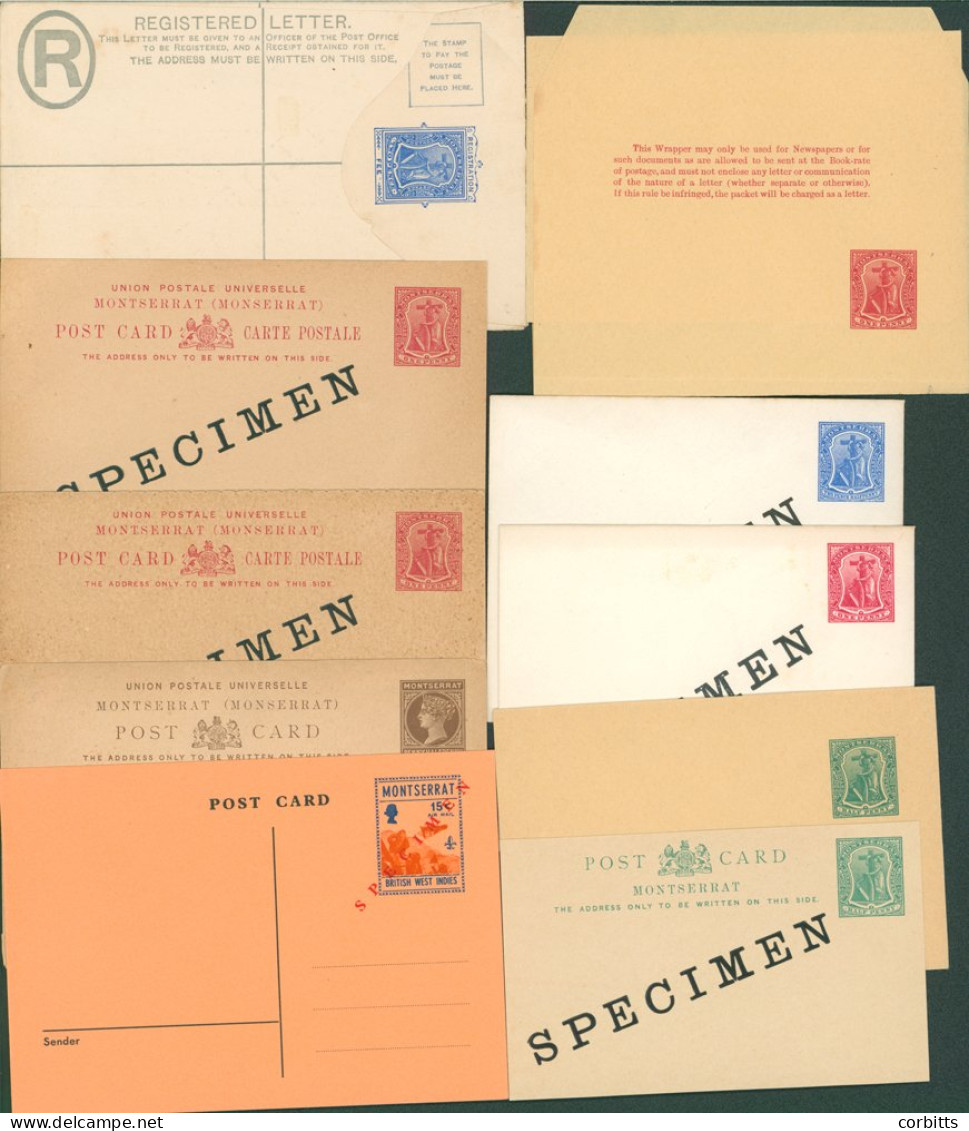 POSTAL STATIONERY Group Of SPECIMEN Covers (10), Wrappers & Postal Cards Incl. QV 1½d Postcard, KEVII 1d Reply Paid Card - Autres & Non Classés