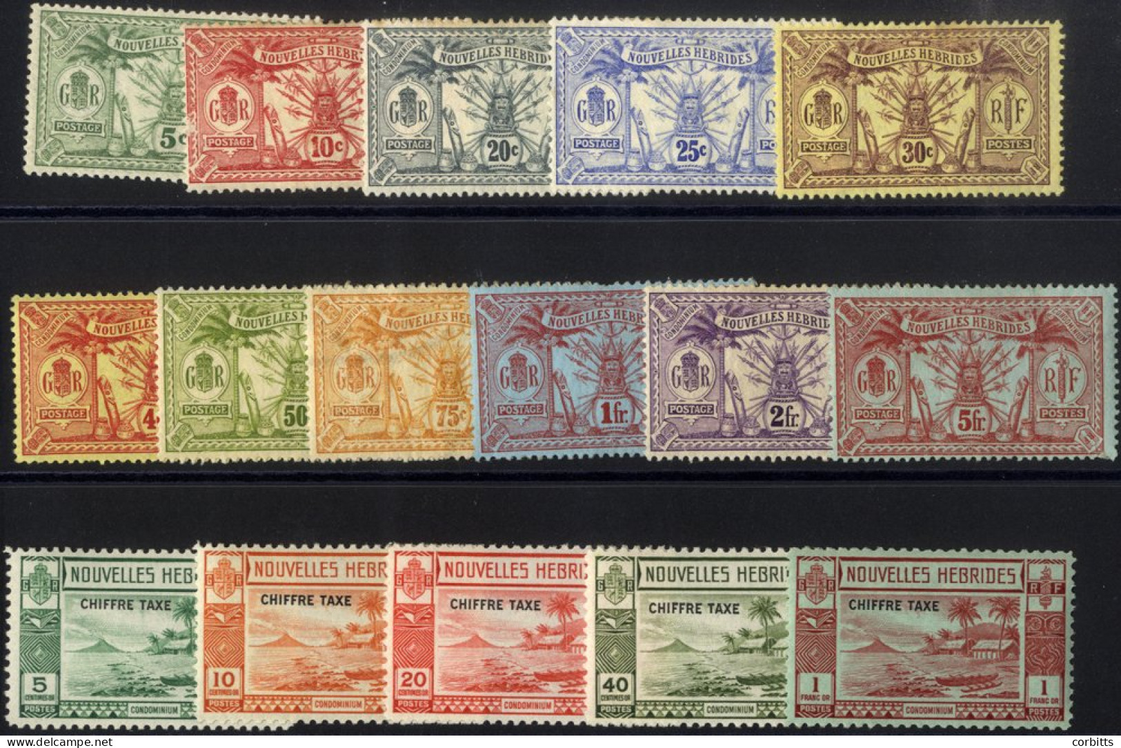 FRENCH 1913 Set, M (some Toning), 5f With Gum Creasing, SG.F22/32, 1938 Postage Due Set UM, SG.FD63/69. (16) Cat. £260. - Other & Unclassified