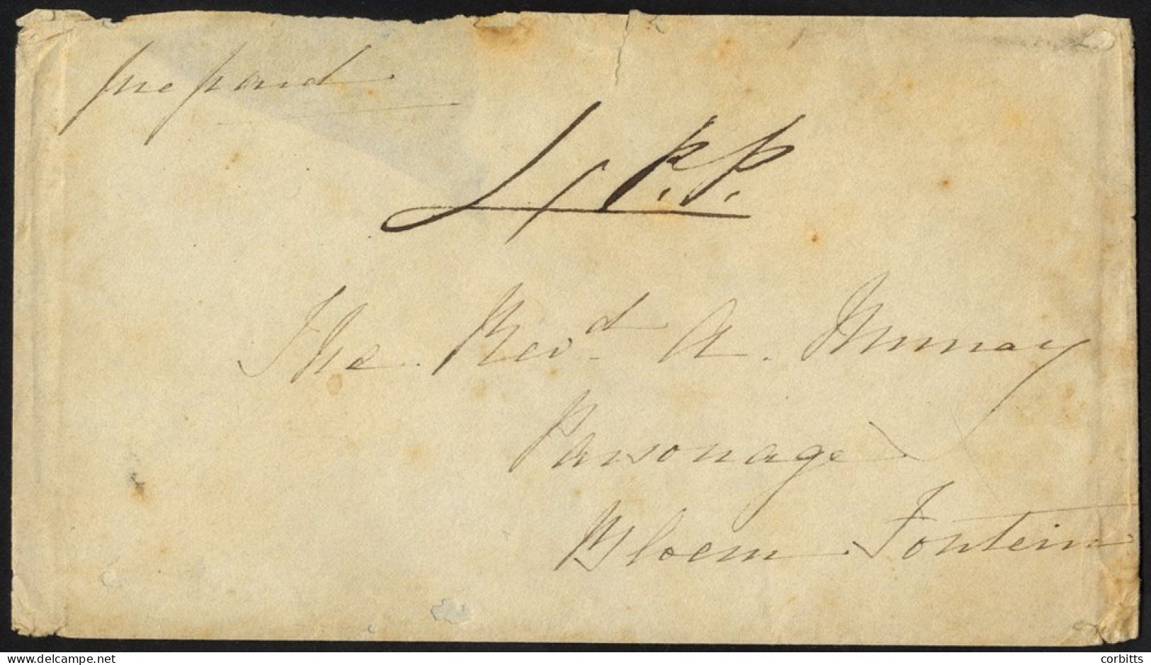 C1849 Envelope Addressed To 'The Revd A Murray, Parsonage, Bloemfontein,' Believed To Have Been Sent From His Sister At  - Other & Unclassified