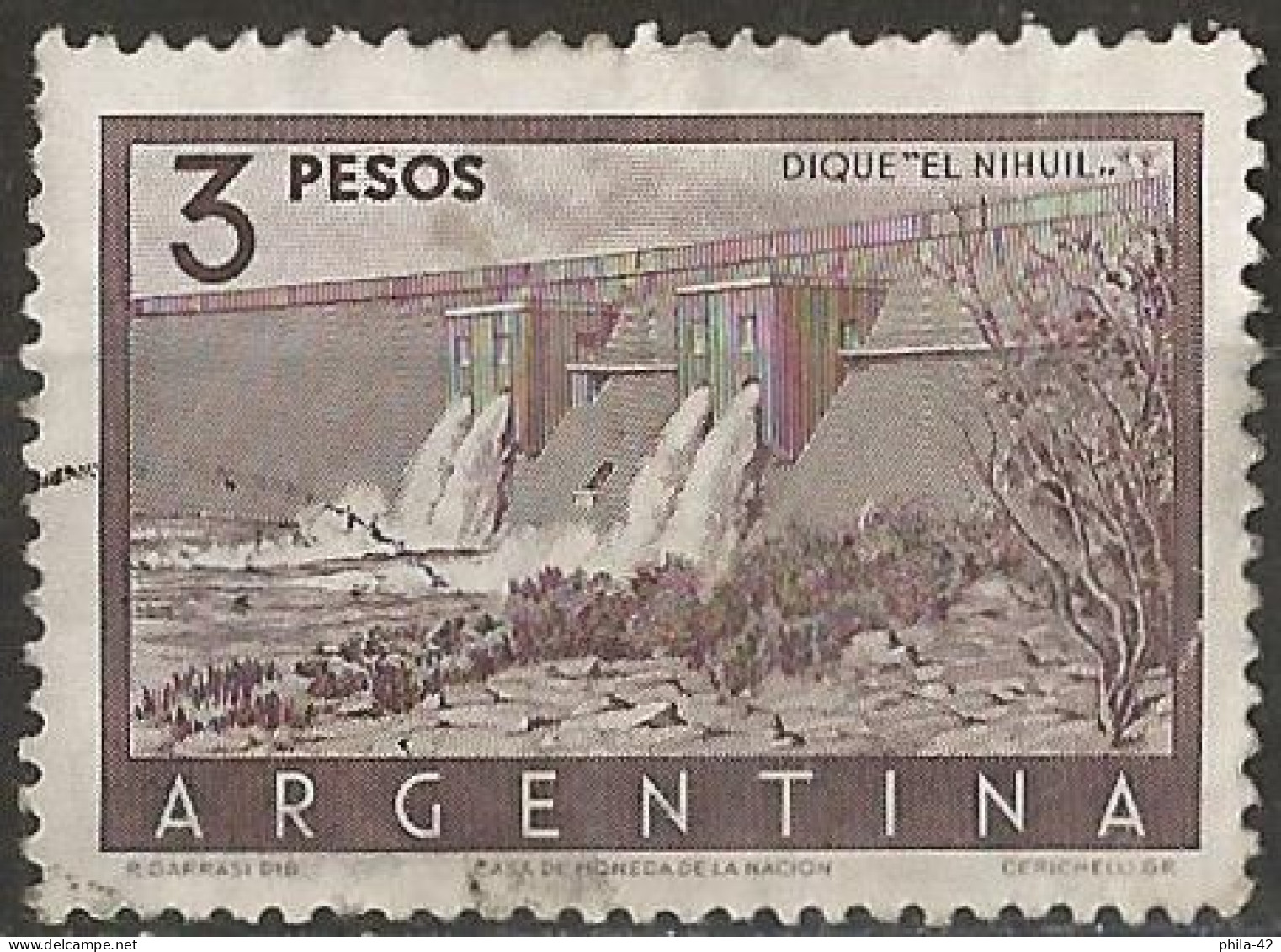 Argentina 1956 - Mi 627 - YT 548A ( Dam El Nihuil ) - Usati