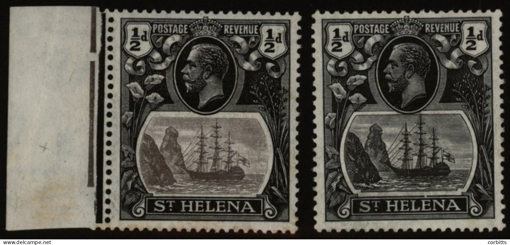 1923 MSCA ½d Grey & Black Marginal M (some Tones) Showing 'broken Mainmast' Variety, SG.97a, Another ½d Showing The 'cle - Altri & Non Classificati