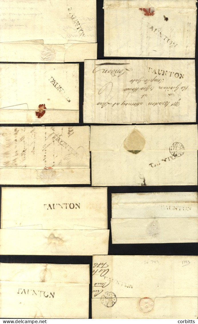 SOMERSET (TAUNTON) 1776-1840 Pre-stamp Covers With Strength In Early S/line Marks (10) & Horseshoes (9) With Various Sub - Andere & Zonder Classificatie