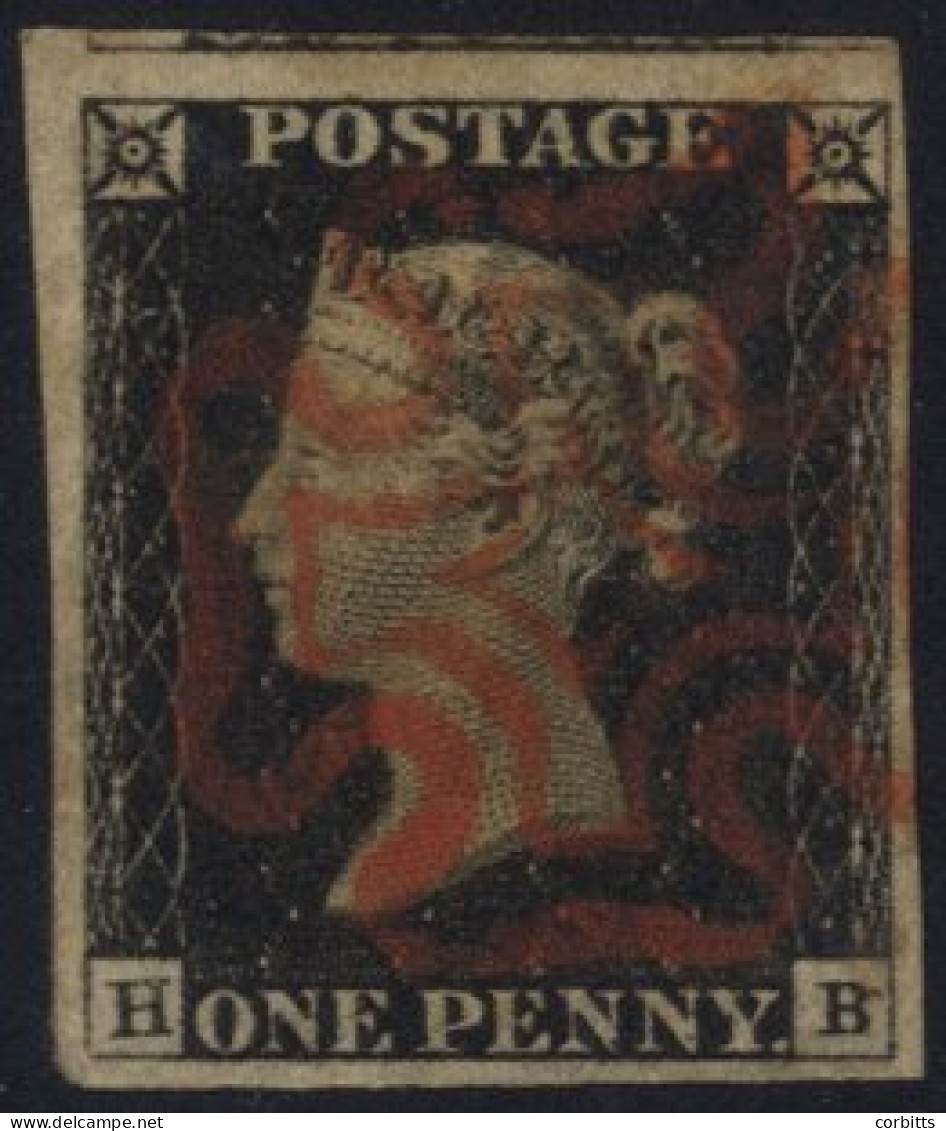 Plate 2 HB, Good To Large Margins, Small Portion Of Adjoining Stamp Visible At Top, Fine Red MC. (1) - Autres & Non Classés