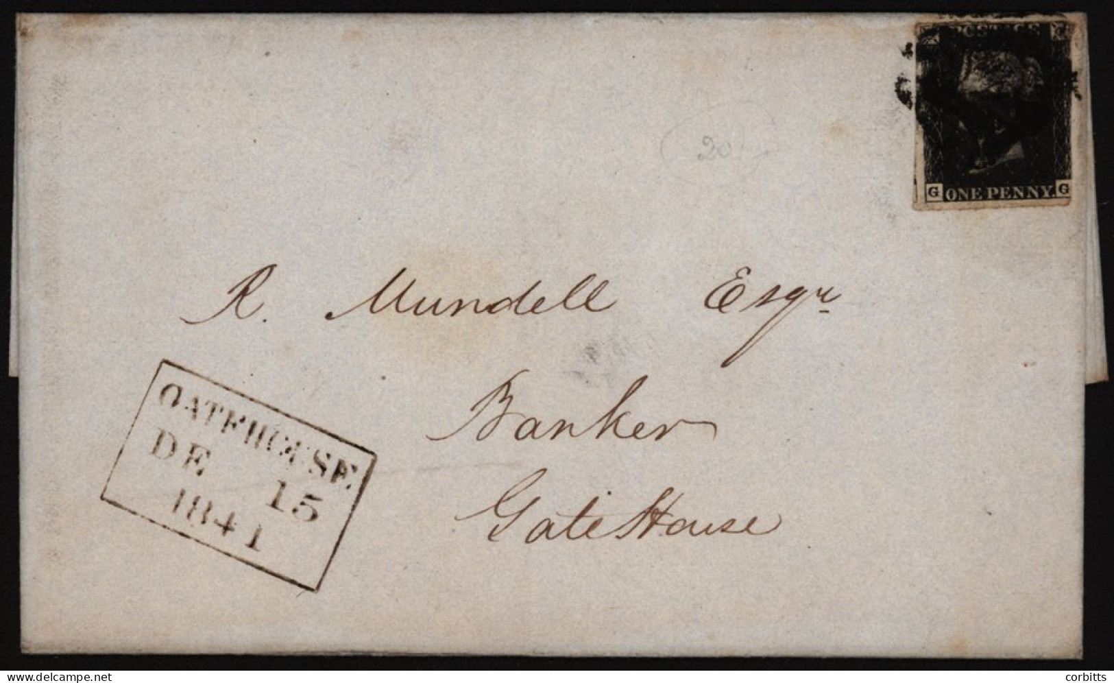 1841 Dec 15th Entire From Beith To Gatehouse, Franked Pl.6 GG, Three Margin Example, Tied Black MC, Despatch & Receiving - Autres & Non Classés