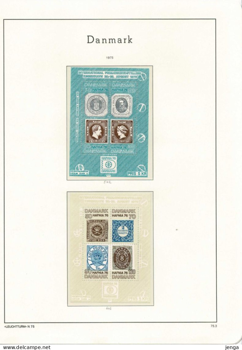 Denmark 1975-1976. Complete Collection; MNH(**) In Clear Mounts On LEUCHTTURM Pages. - Collections