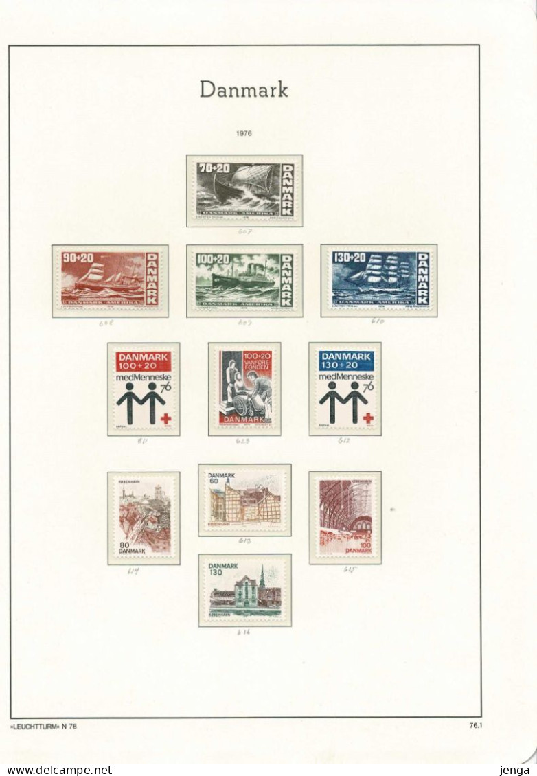 Denmark 1975-1976. Complete Collection; MNH(**) In Clear Mounts On LEUCHTTURM Pages. - Collections