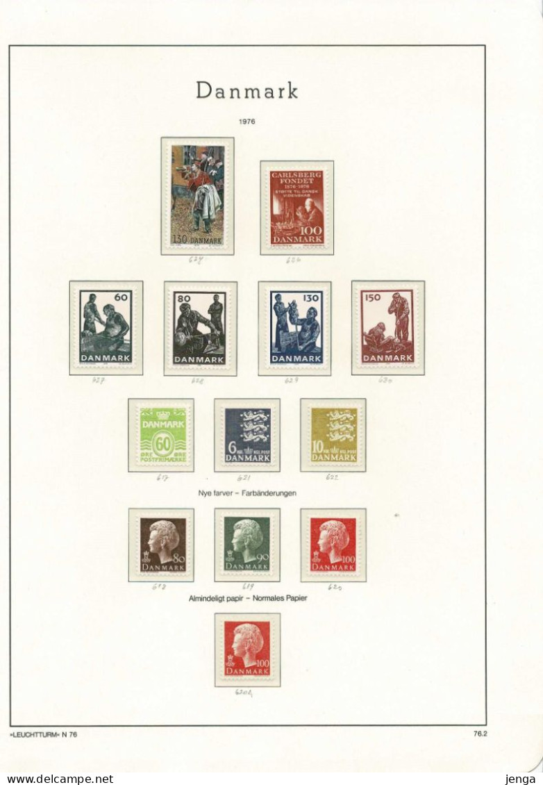 Denmark 1975-1976. Complete Collection; MNH(**) In Clear Mounts On LEUCHTTURM Pages. - Lotes & Colecciones