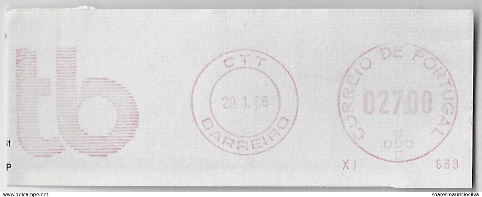 Portugal 1988 Cover Fragment Meter Stamp Frama Slogan TB From Barreiro - Cartas & Documentos