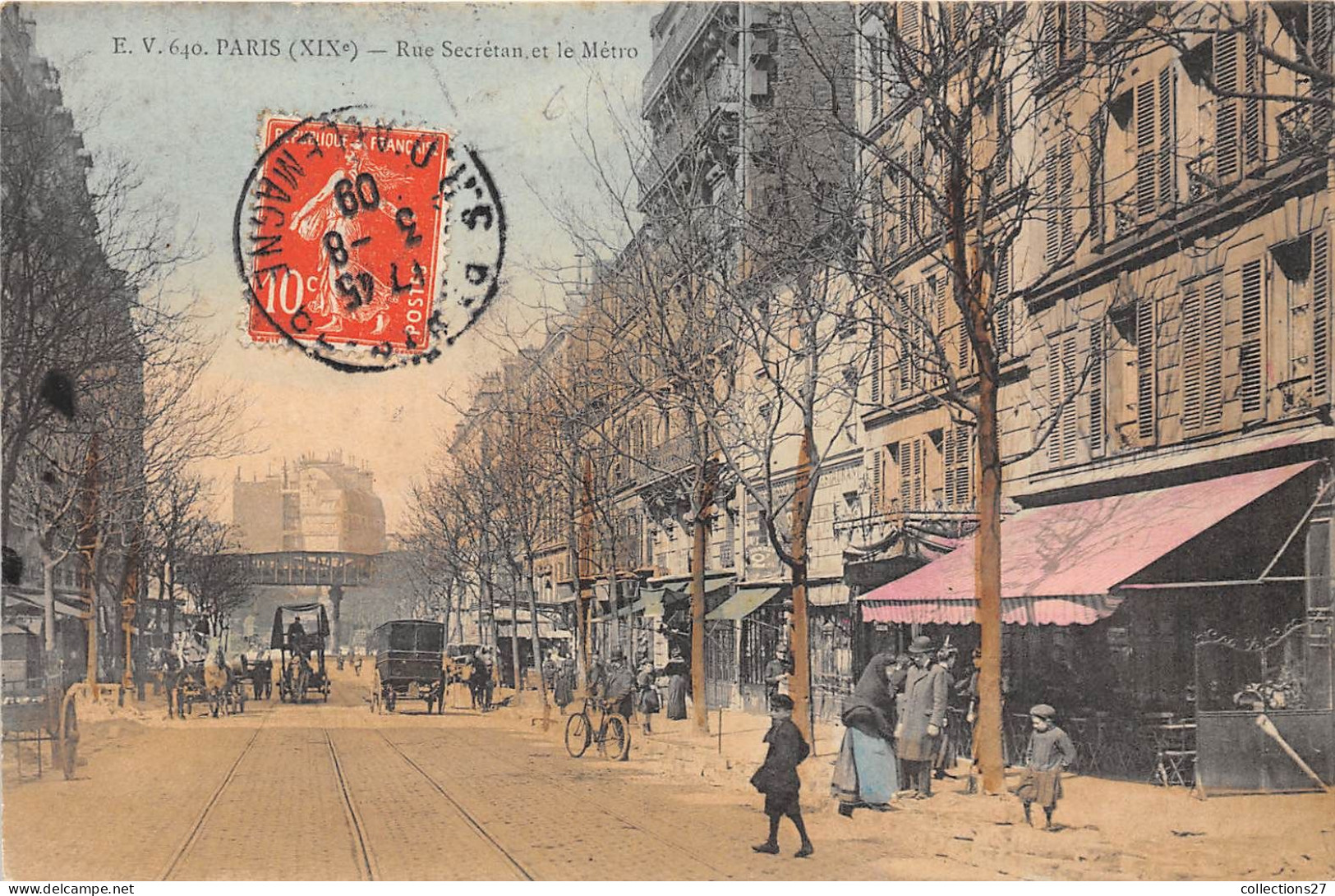 PARIS-75019- RUE SECRETAN ET LE METRO - Arrondissement: 19