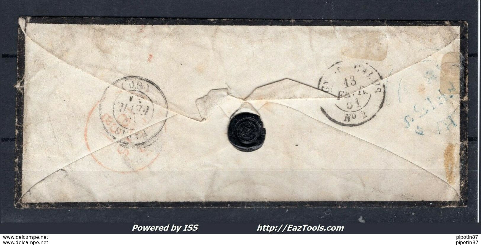 FRANCE N° 5x2 SUR LETTRE POUR THURLES IRLANDE GRILLE DU 19/02/1851 SIGNÉ CALVES - 1849-1850 Ceres