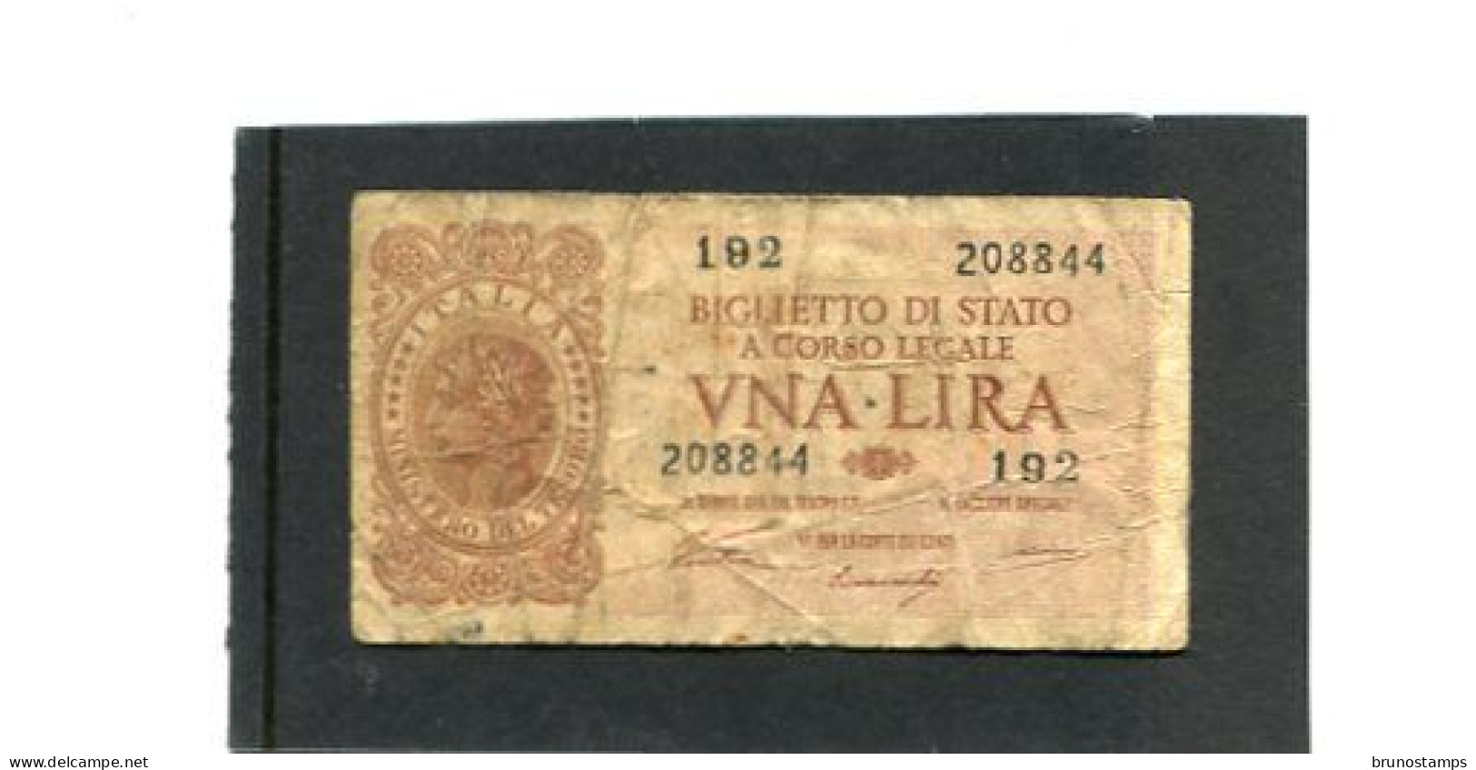 ITALY/ITALIA - 1  LIRA  BIGLIETTO DI STATO A CORSO LEGALE - Italia – 1 Lira