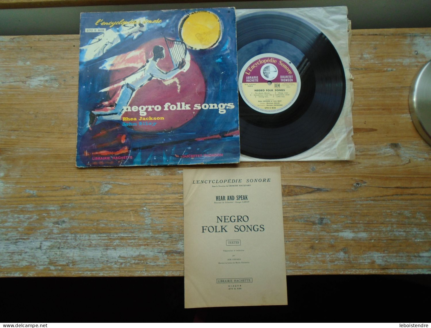 10" VINYLE NEGRO FOLK SONGS 270E828 + LIVRET L ENCYCLOPEDIE SONORE LIBRAIRIE HACHETTE RHEA JACKSON JOHN RILEY - Formats Spéciaux