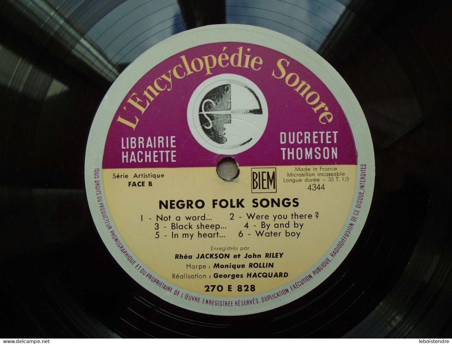 10" VINYLE NEGRO FOLK SONGS 270E828 + LIVRET L ENCYCLOPEDIE SONORE LIBRAIRIE HACHETTE RHEA JACKSON JOHN RILEY - Special Formats