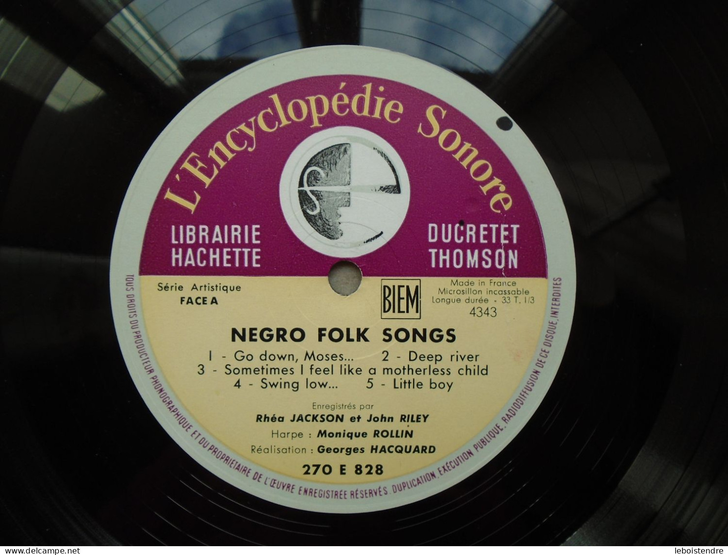 10" VINYLE NEGRO FOLK SONGS 270E828 + LIVRET L ENCYCLOPEDIE SONORE LIBRAIRIE HACHETTE RHEA JACKSON JOHN RILEY - Special Formats
