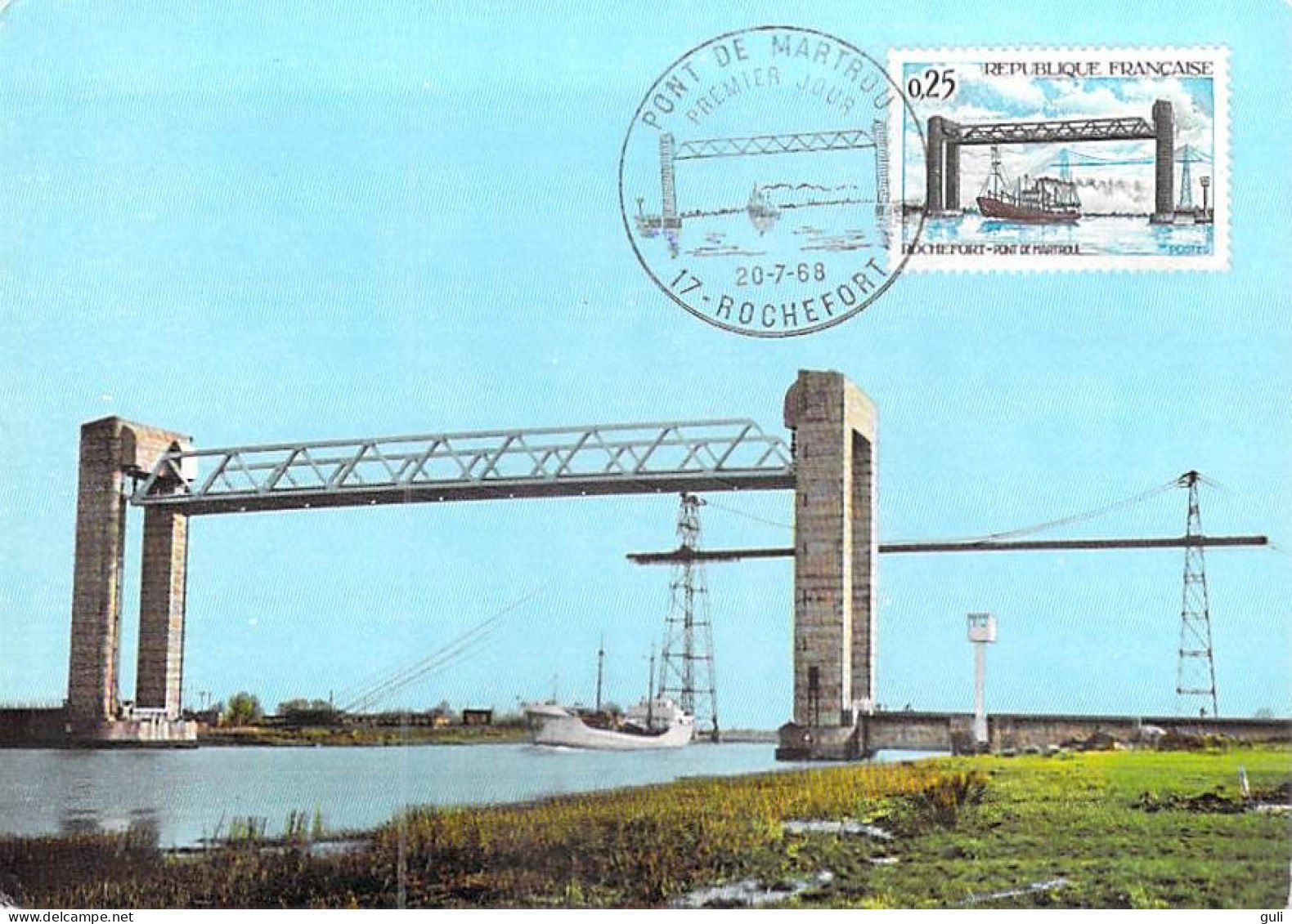 ROCHEFORT Sur MER  FDC Maximum Le Nouveau Pont Du Martrou  Carte Postale Premier Jour 1er Jour 1968 (pont Transbordeur ) - 1960-1969