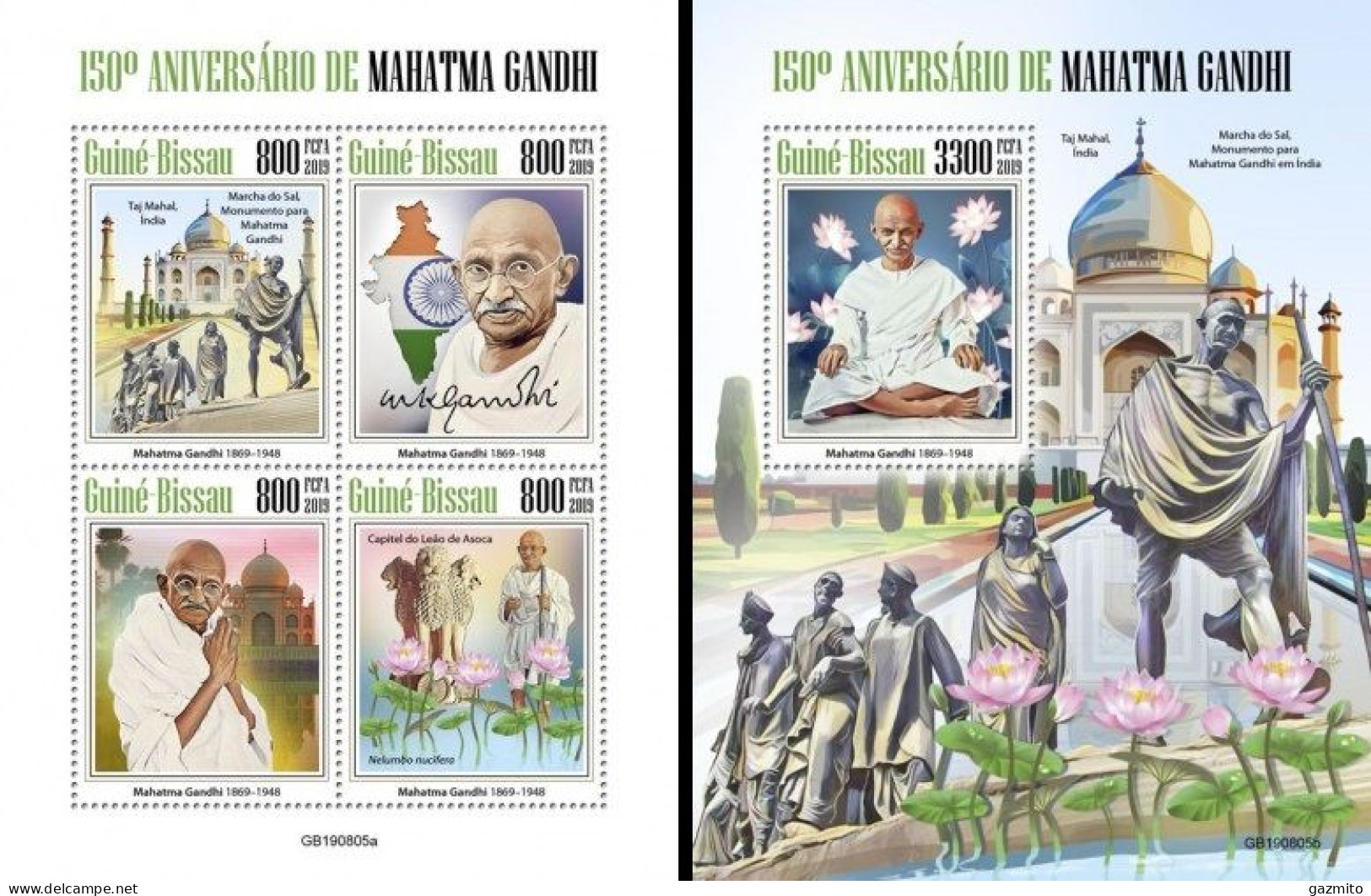 Guinea Bissau 2019, 150th Gandhi, Taj Mahal, 4val In BF +BF - Martin Luther King