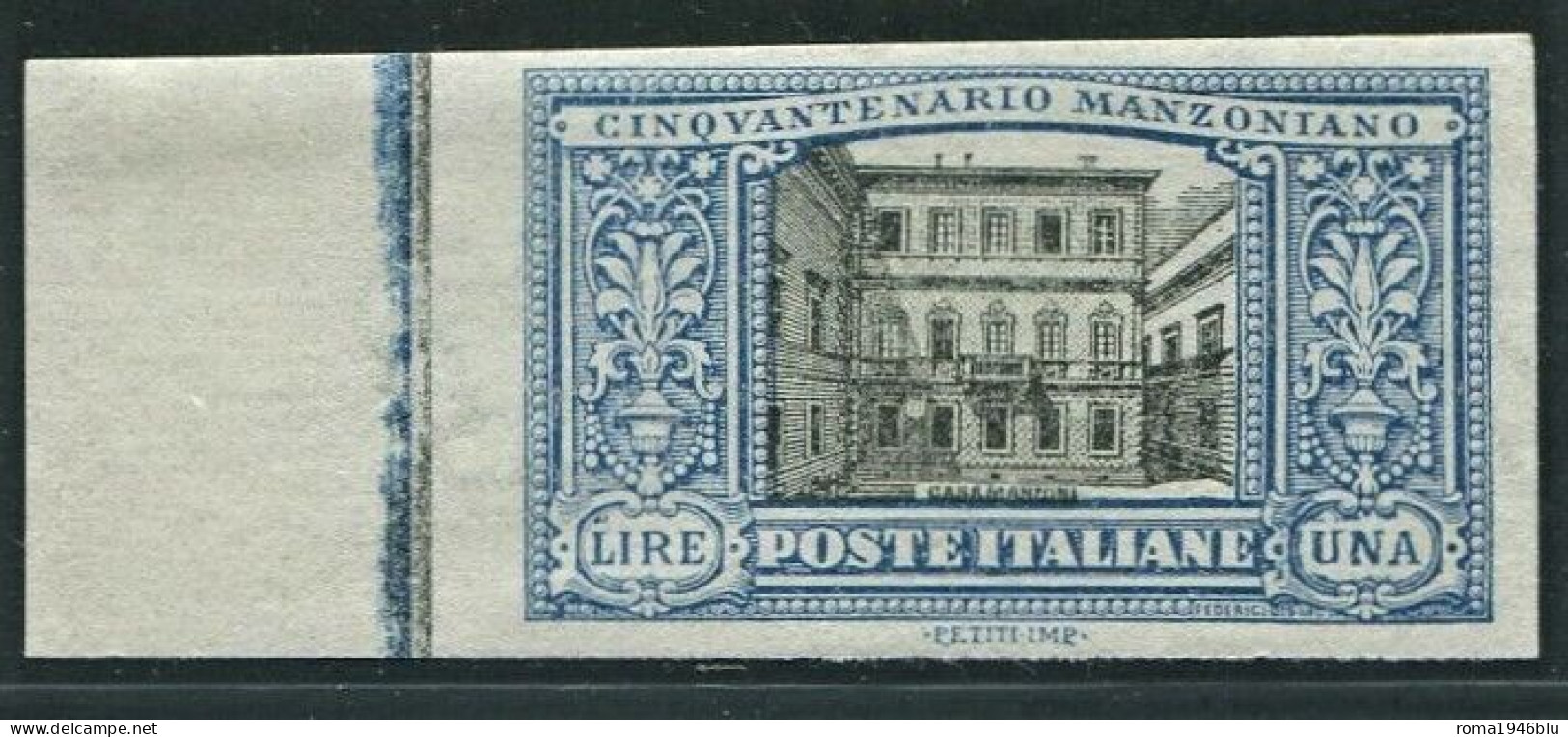 REGNO 1923 MANZONI 1 LIRE N.D. SASSONE N. 155d ** MNH LUSSO - Ungebraucht