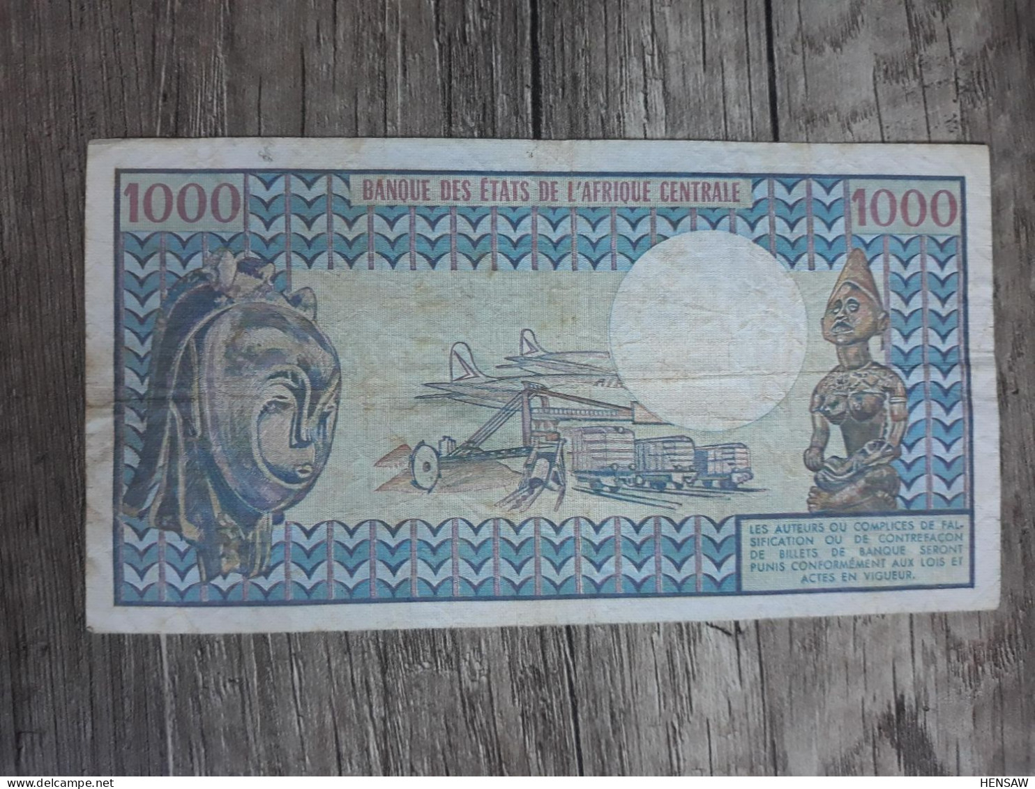 CENTRAL AFRICAN REPUBLIC 1000 FRANCS P 10 1985 USED USADO - República Centroafricana