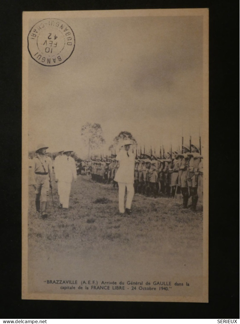 DD14 AEF   BELLE CARTE ARRIVEE DU  GENERAL DE GAULLE BRAZZA 1942 PETIT BUREAU BOUAR +N°140C   +AFF.   PLAISANT+++ - Covers & Documents