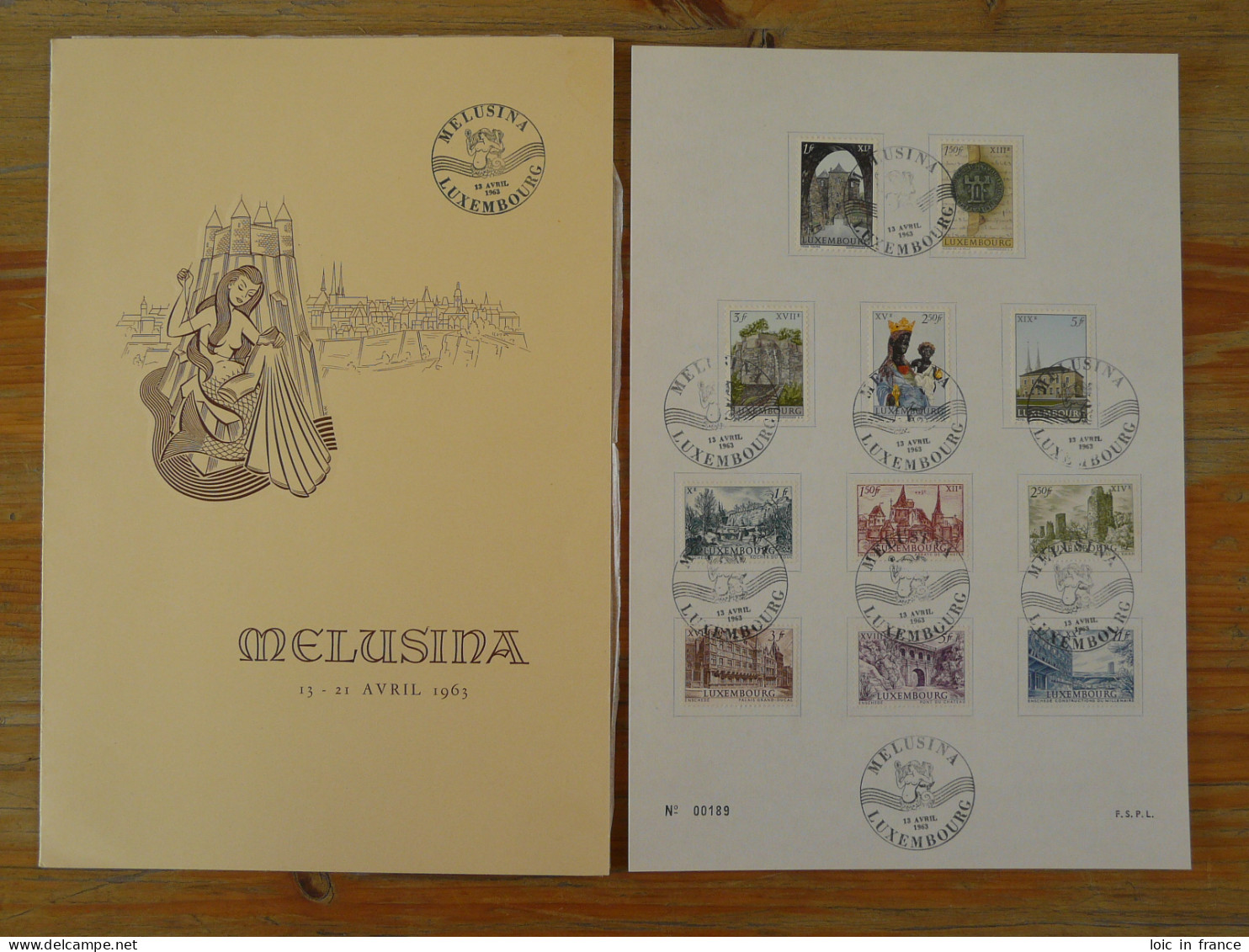 Encart Commemoratif Folder Sirène Melusina Mermaid Luxembourg 1963 (ex 2) - Covers & Documents