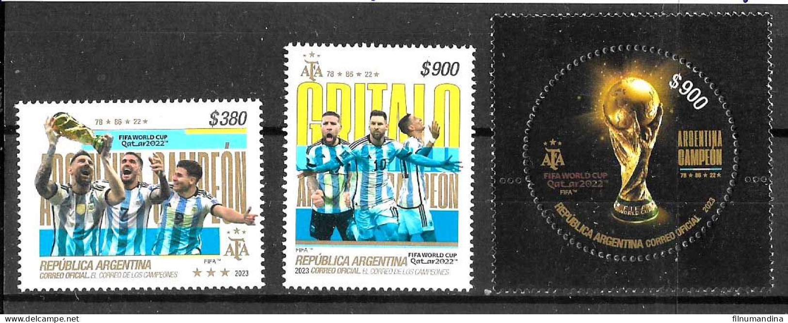 #75305 ARGENTINA 2023 SPORTS FOOTBALL SOCCER WORLD CUP QATAR CHAMPION ARGENTINA SET MNH - Unused Stamps