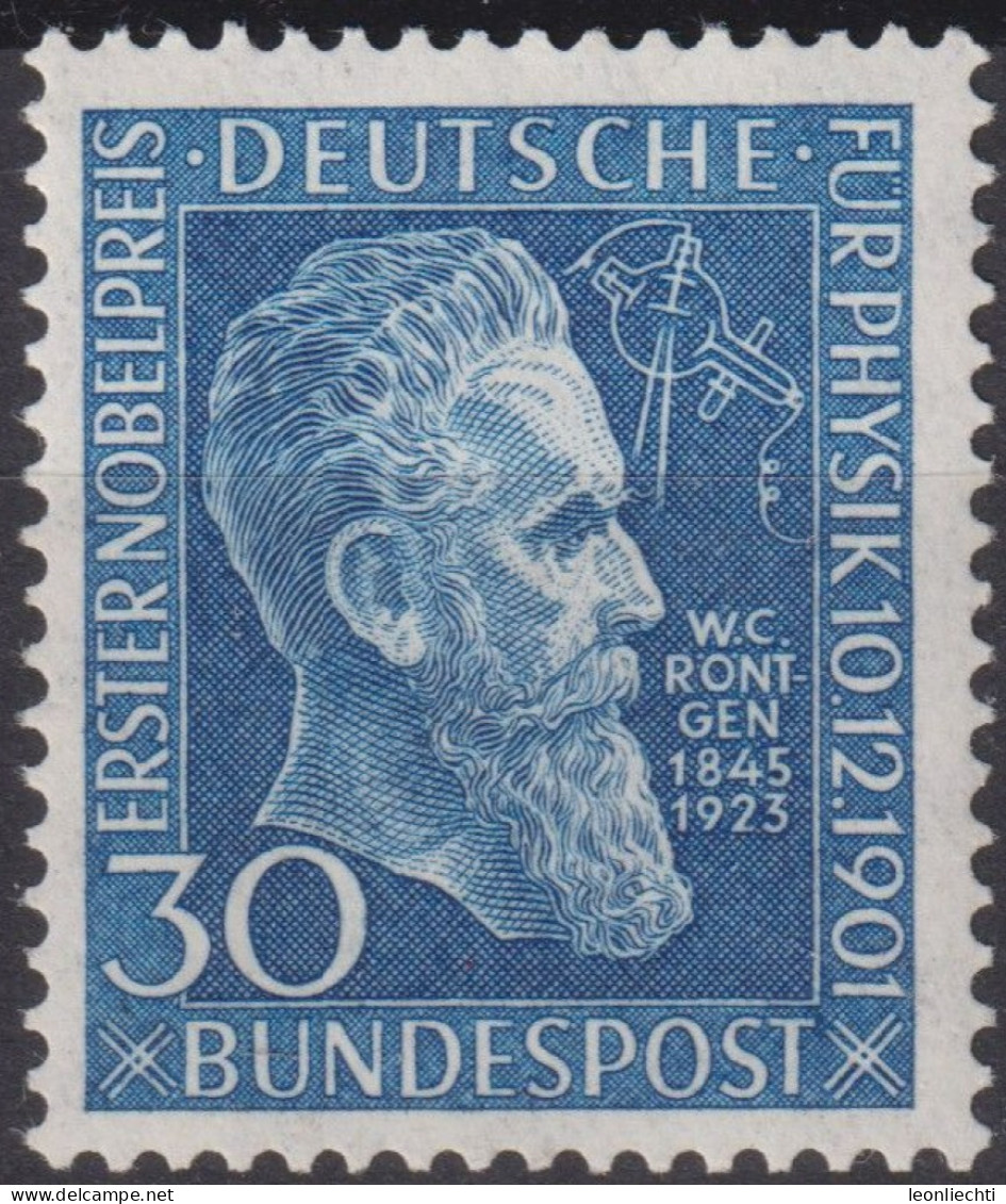 1951 Deutschland > BRD, ** Mi:DE 147, Sn:DE 686, Yt:DE 33, Wilhelm Conrad Röntgen - Ungebraucht