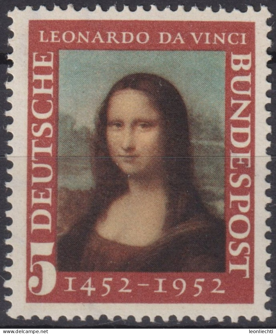 1952 Deutschland > BRD, ** Mi:DE 148I, Sn:DE 687, Yt:DE 34,Mona Lisa Gioconda Von Leonardo Da Vinci - Ungebraucht