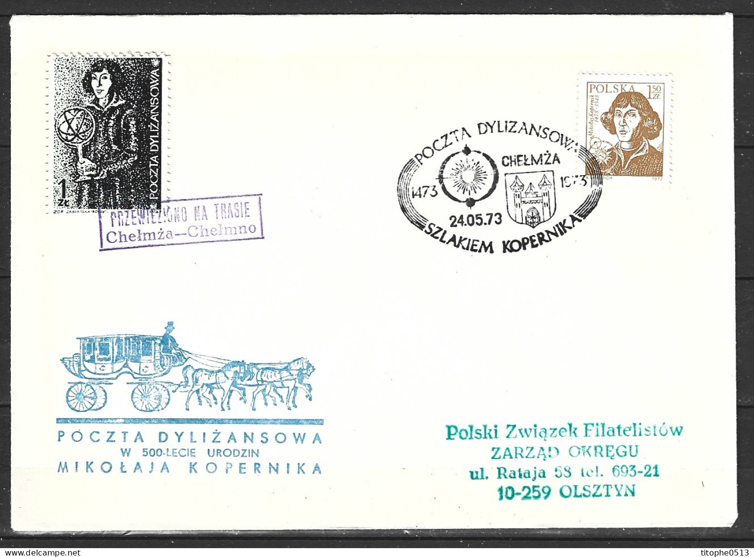 POLOGNE. Enveloppe Commémorative De 1973. Diligence. - Diligences