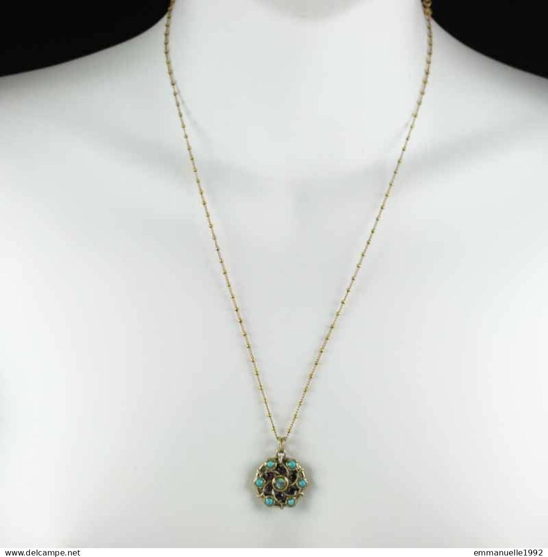 Neuf - Collier Créateur Michal Golan Pendentif Nacre Abalone Turquoise Cristaux Rose Kasbah Collection 2023 - Halsketten