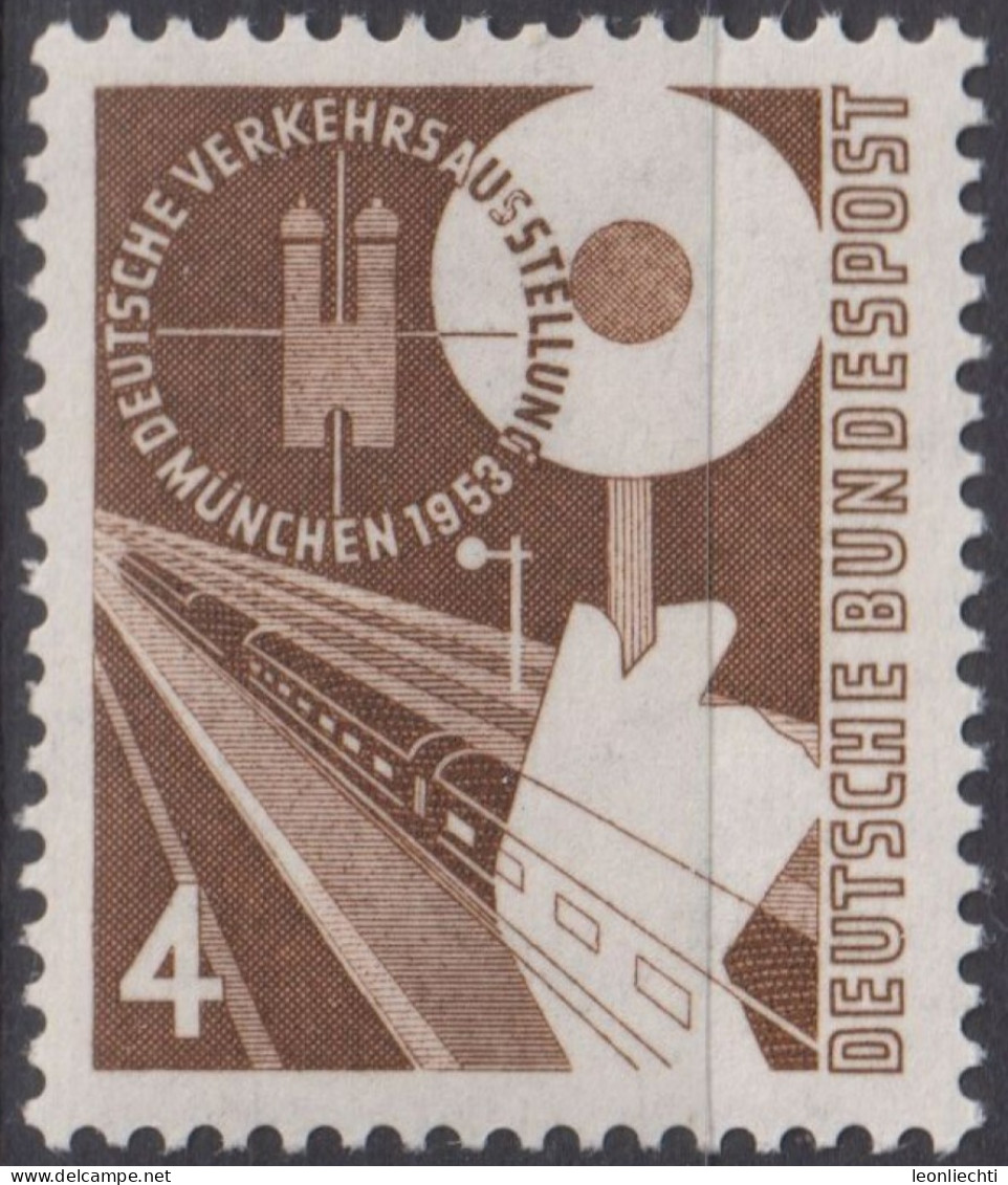 1953 Deutschland > BRD, ** Mi:DE 167, Sn:DE 698, Yt:DE 53, Deutsche Verkehrsausstellung München, Eisenbahn - Ungebraucht