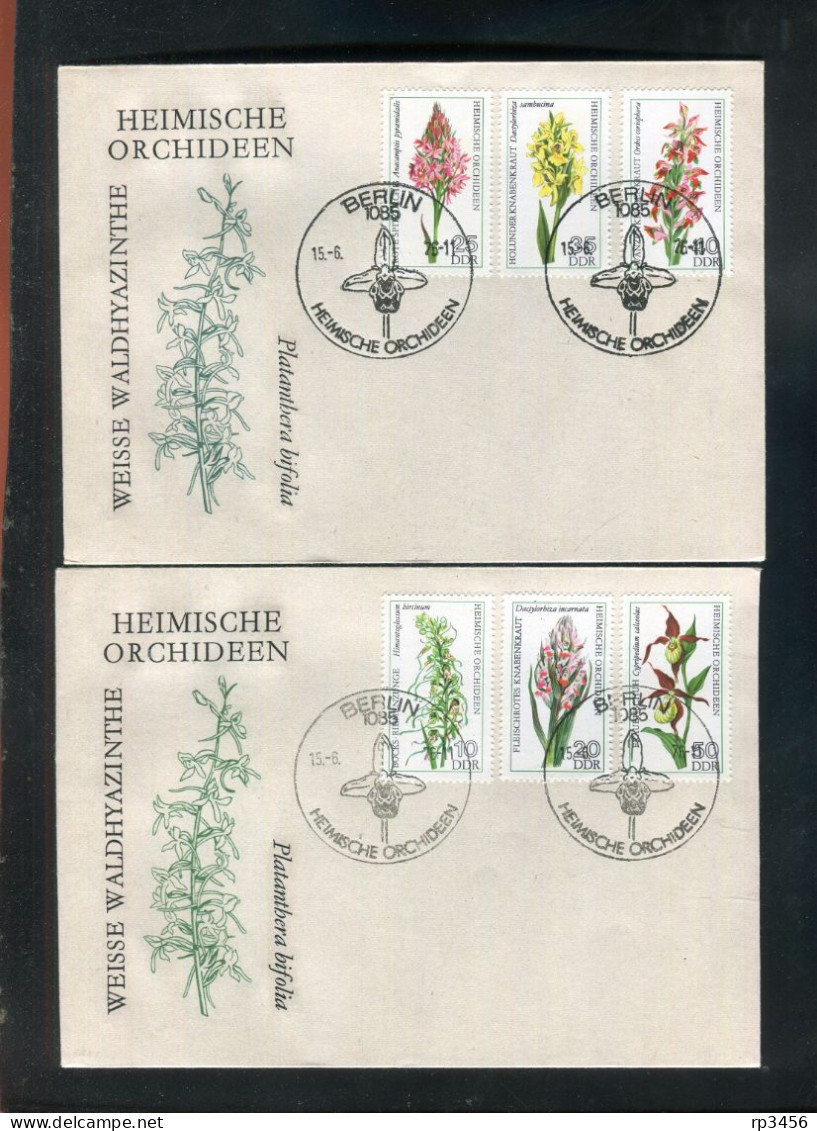 "DDR" 1976, Mi. 2135-2140 "Orchideen" Auf 2 FDC (C938) - 1971-1980