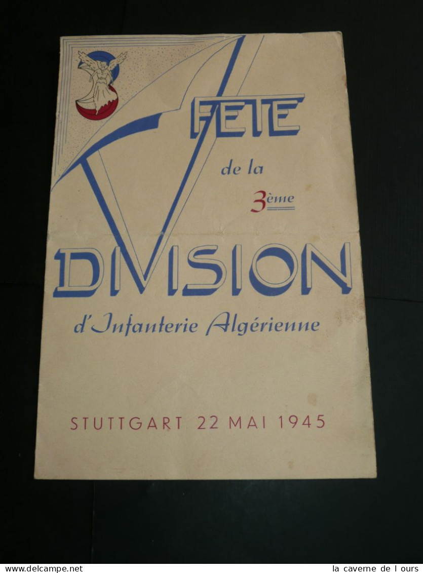 Rare Programme Ancien "Fête De La 3e Division D'Infanterie Algérienne" Stuttgart 22 Mai 1945 DIA - Autres & Non Classés
