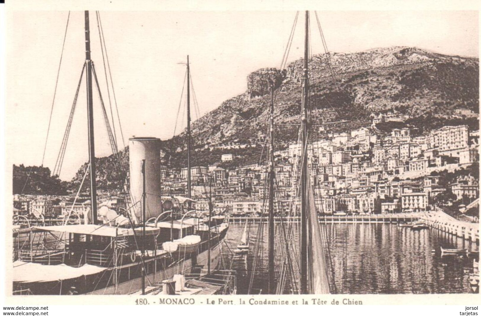 POSTAL  -MONACO  EL PUERTO -LA CONDAMINE Y LA CABEZA DE PERRO  ( LE PORT-LA CONDAMINE ET LA TÊTE DE CHIEN ) - La Condamine