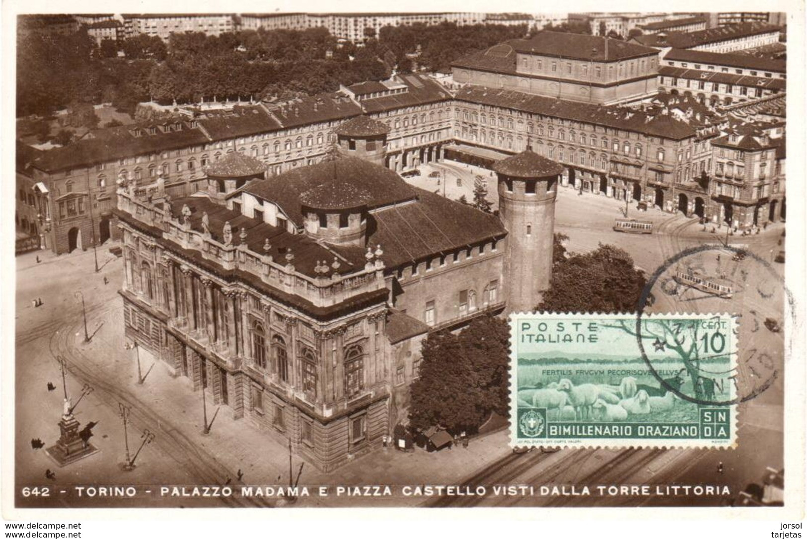 POSTAL    TURIN  (TORINO)  ITALIA  -PALACIO MADAMAY `LAZA CASTELLO VISTO DESDE LA TORRE LITTORIA - Palazzo Madama