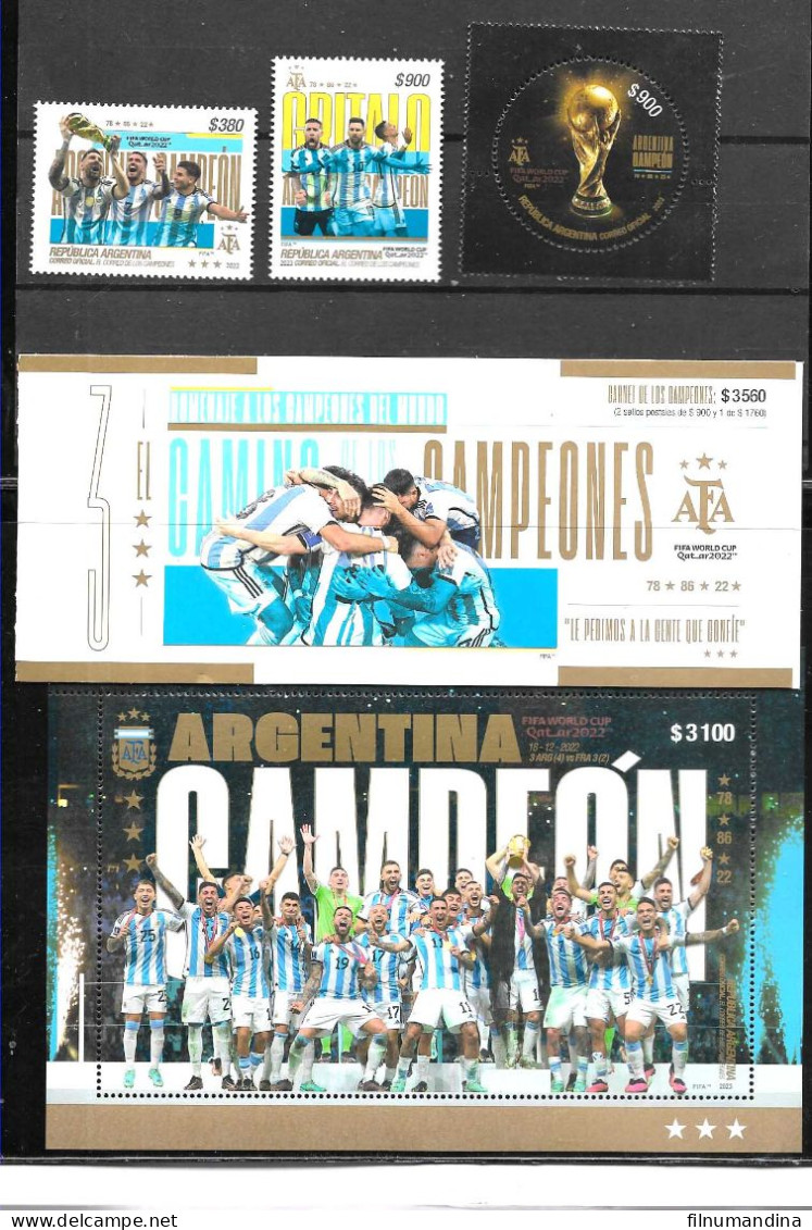 #75310 ARGENTINA 2023 SPORTS FOOTBALL SOCCER WORLD CUP QATAR CHAMPION ARGENTINA SET+S/SHEET+ BOOKLET MNH - Nuovi