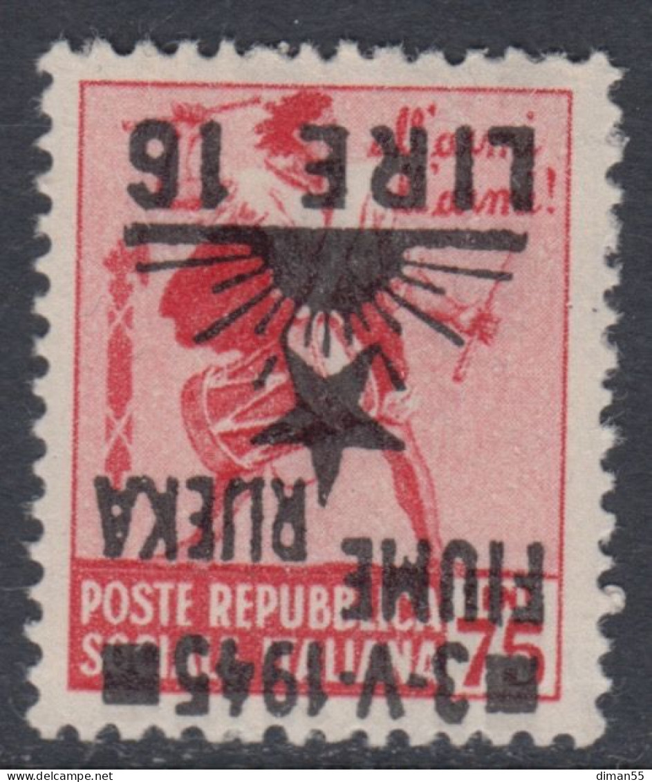 FIUME OCC. YUGOSLAVA - Sass. N.19a- Cv 130 Euro - VARIETA' SOPRASTAMPA CAPOVOLTA - MNH** - GOMMA INTEGRA - Occ. Yougoslave: Fiume