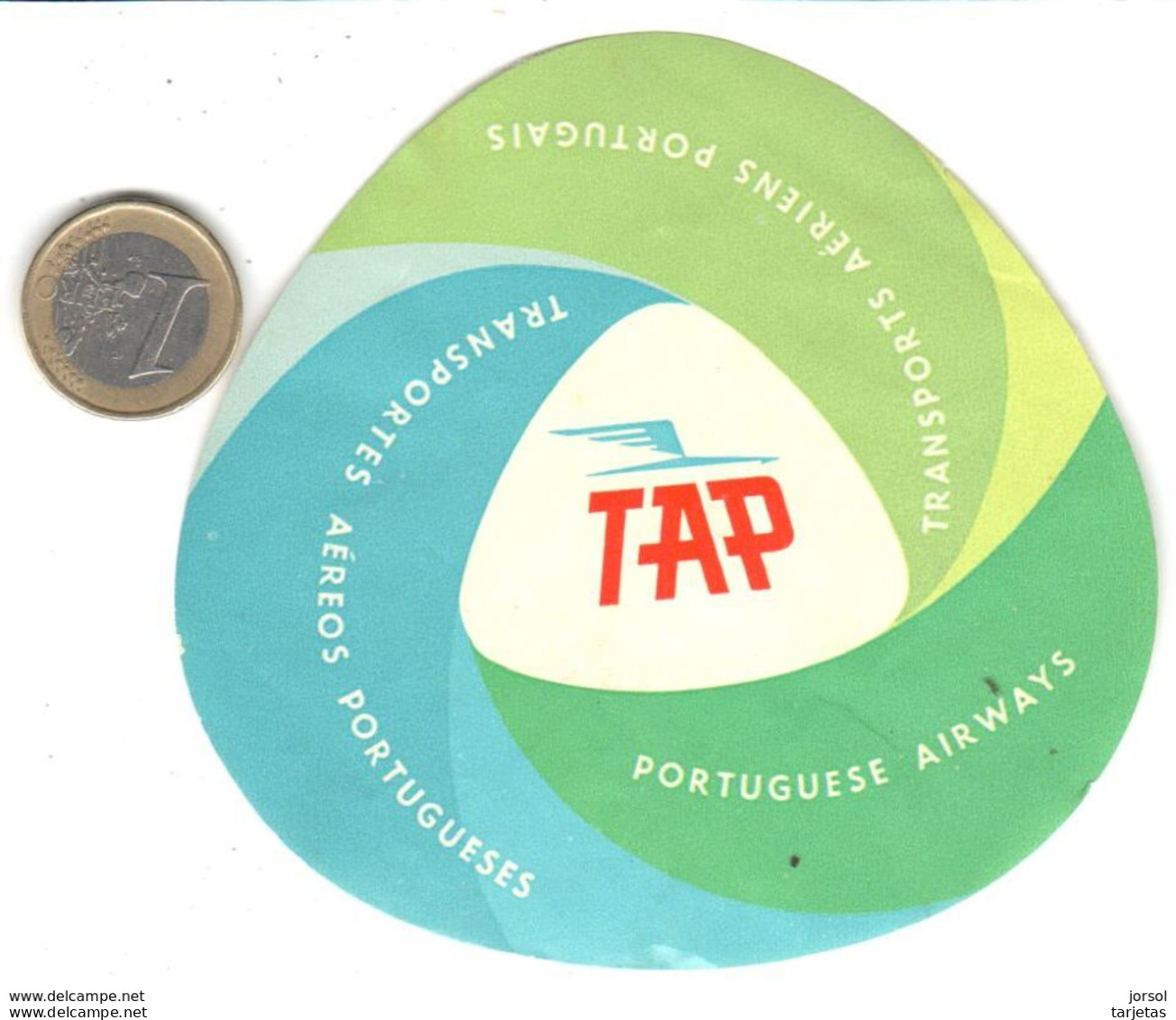 ETIQUETA DE AVION  -TRANSPORTES AEREOS PORTUGUESES (TAP) - Étiquettes à Bagages