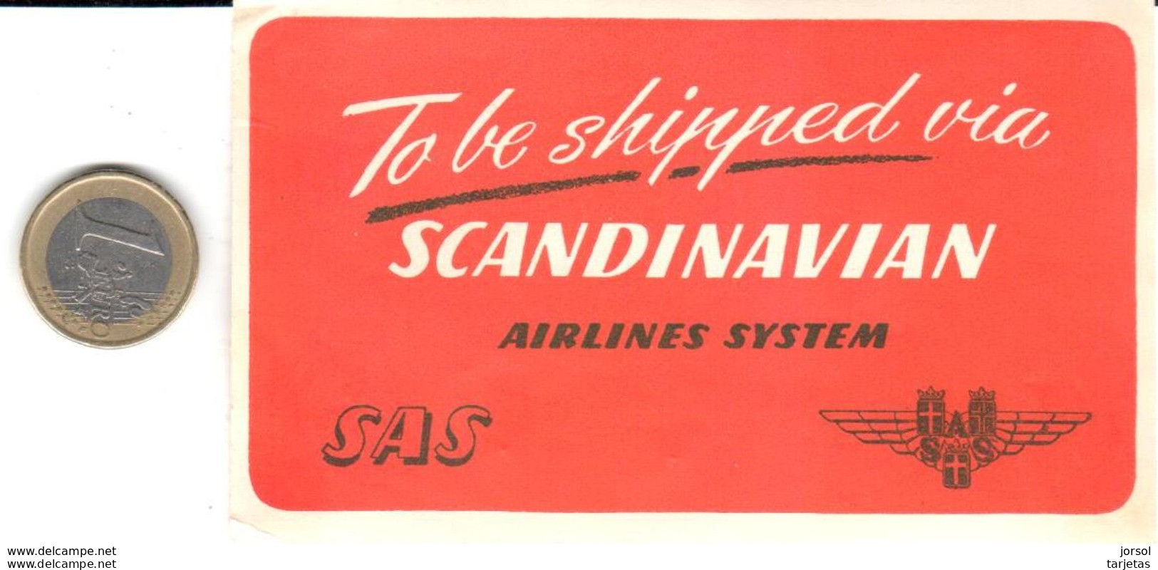 ETIQUETA DE AVION  - SCANDINAVIAN AIRLINES SYSTEM  (SAS) - Etichette Da Viaggio E Targhette