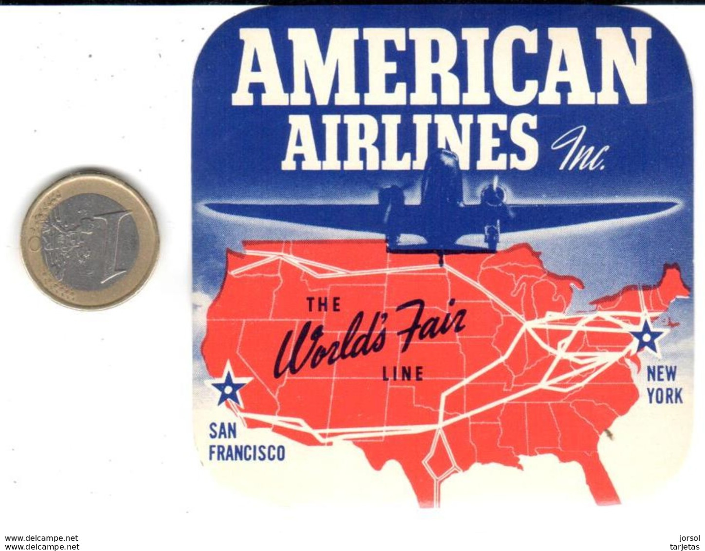 ETIQUETA DE AVION  -AMERICAN AIRLINES INC - Baggage Labels & Tags