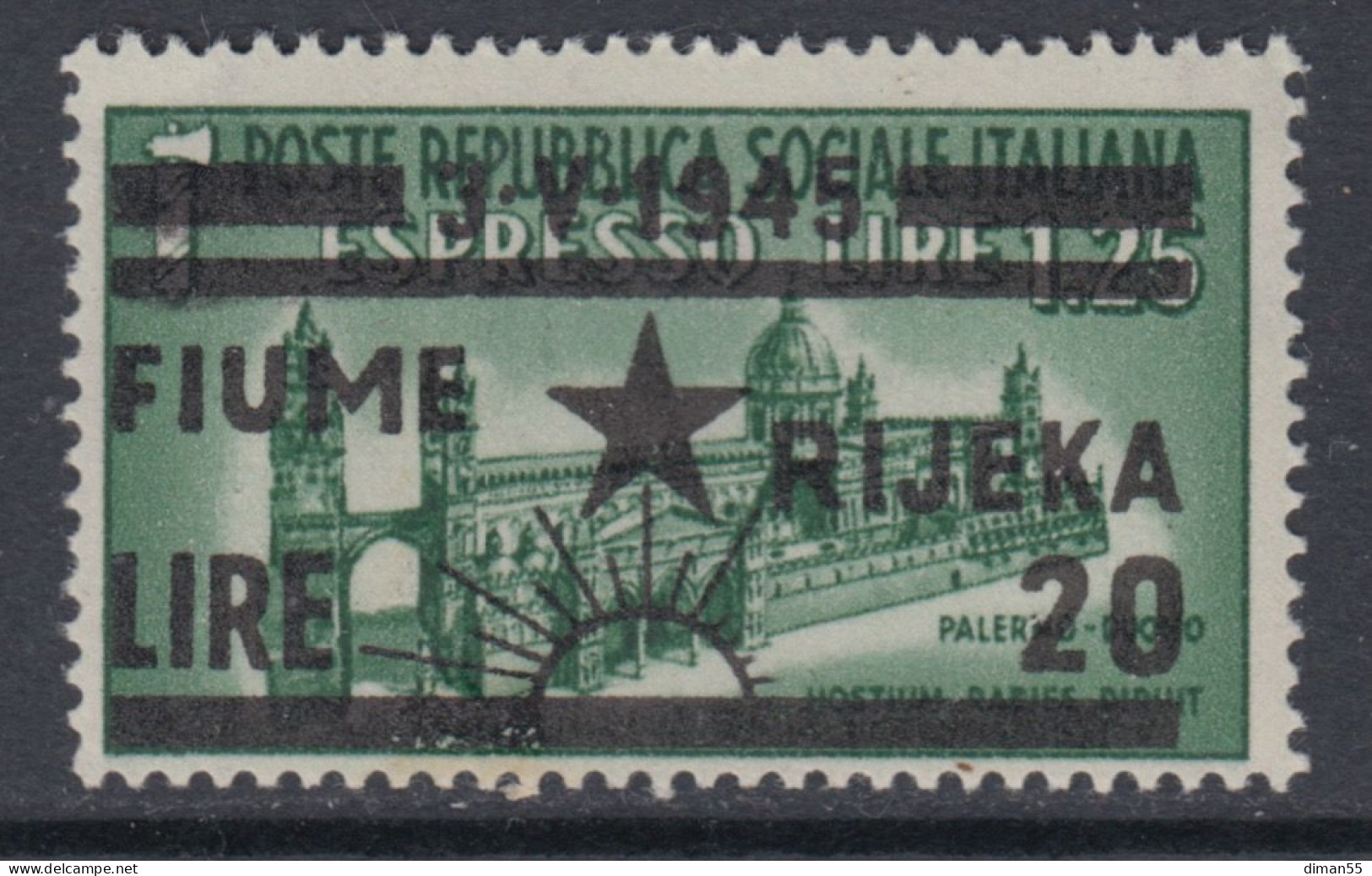 FIUME OCC. YUGOSLAVA - Sass. N.20r - VARIETA' Sole Con 9 Raggi Anzichè 8 - MNH** - GOMMA INTEGRA - Jugoslawische Bes.: Fiume