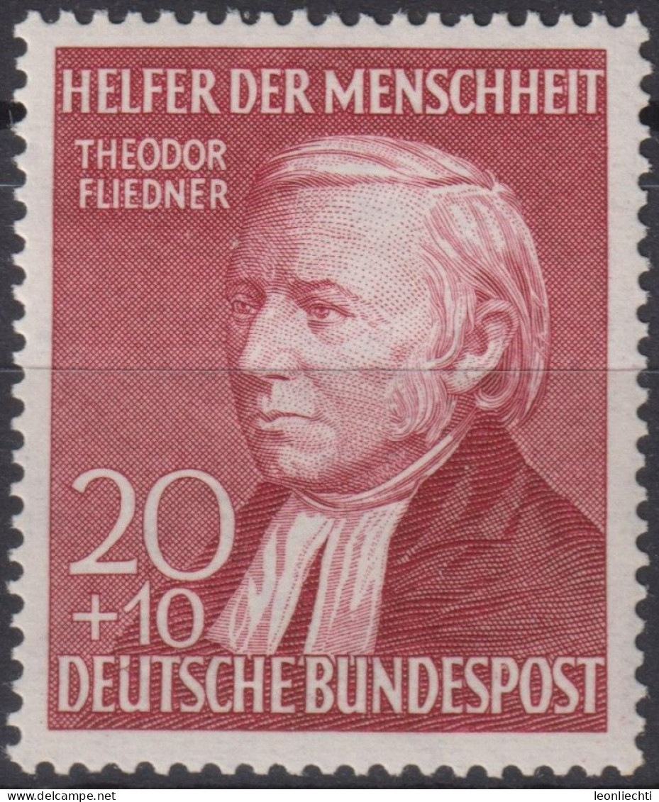 1952 Deutschland > BRD, ** Mi:DE 158I, Sn:DE B329, Yt:DE 44, Theodor Fliedner, Wohlfahrt - Ungebraucht