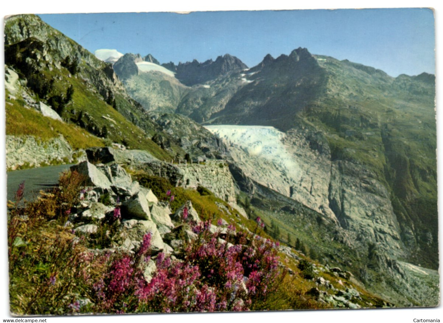 Blick Von Der Grimselstrasse Auf Rhonegletscher Und Galenstock - Lens