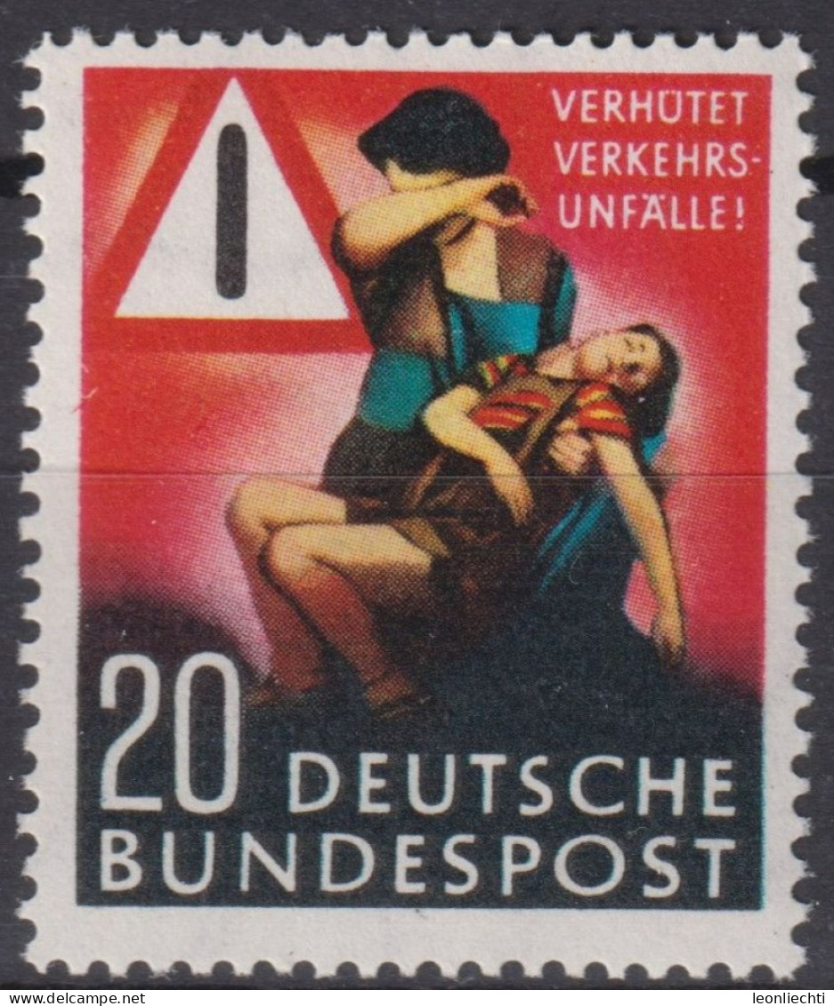 1953 Deutschland > BRD, ** Mi:DE 162, Sn:DE 694, Yt:DE 48, Verkehrsunfall-Verhütung, Mutter Mit Verletztem Jungen, - Ungebraucht