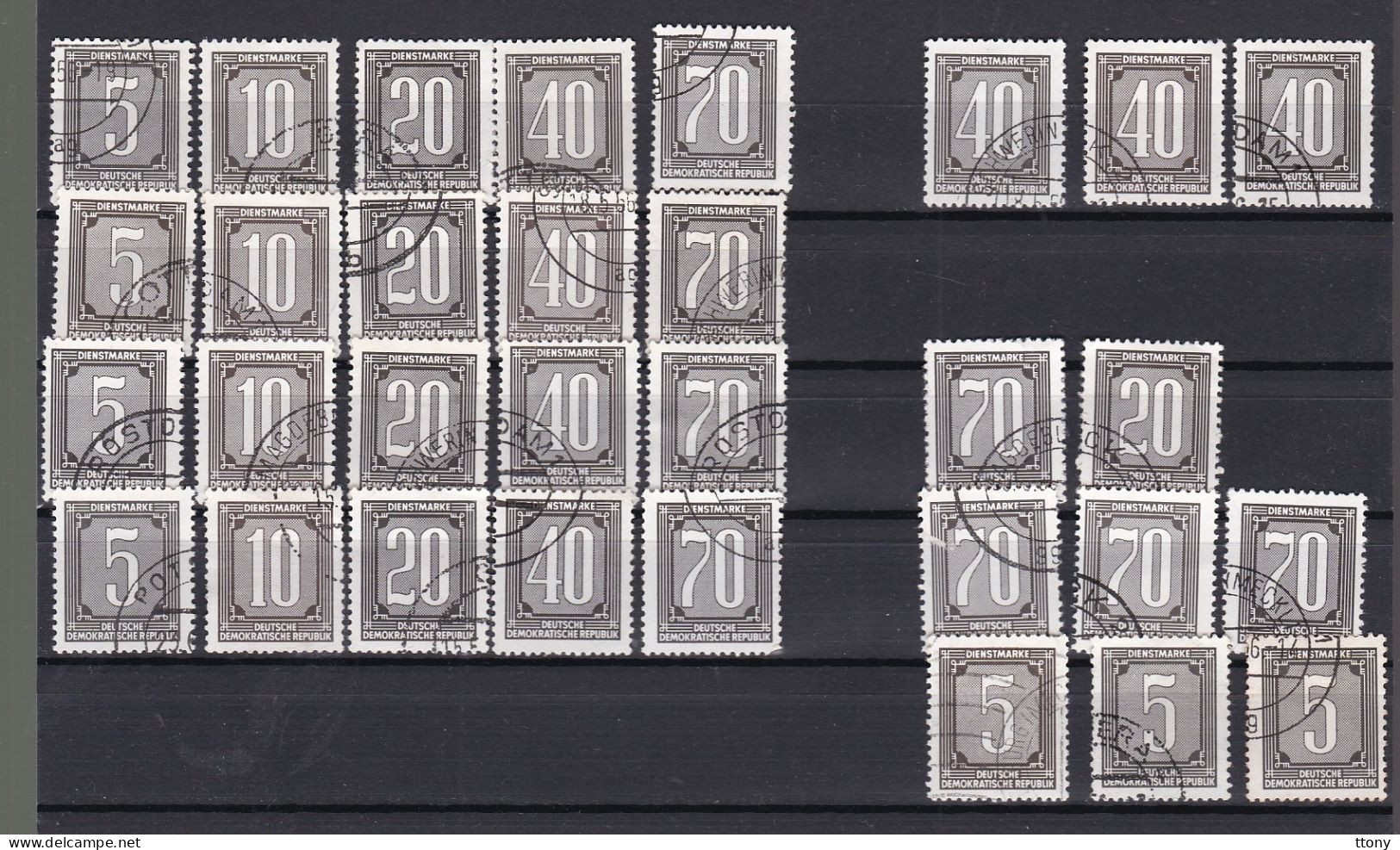 31  Timbres Service Dienstmarke  Chiffre   5 - 10 - 20 - 40 - 70  République Démocratique Allemagne  RDA - Oblitérés