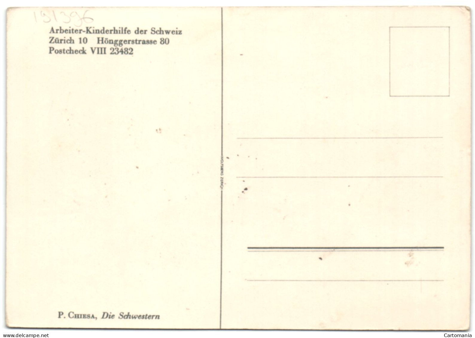 P. Chiesa - Die Schwestern - Arbeiter-Kinderhilfe Der Schweiz - Zürich 10 - Hönggerstrasse 80 - Höngg